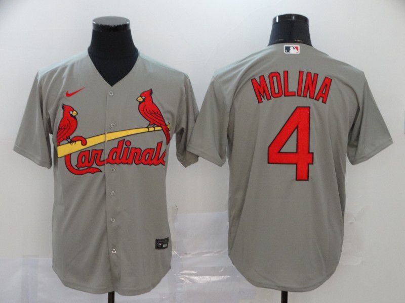 Men St.Louis Cardinals 4 Molina Grey Nike Game MLB Jerseys